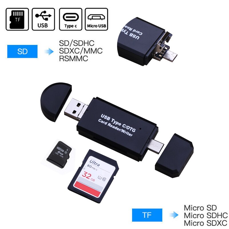 SD ī ǵ TypeC ī ǵ 3In1 USB 2.0 TF Mirco SD ޸ ī ǵ  C Macbook PC OTG ȭ  Cardreader 